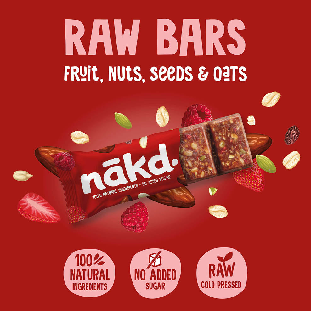 NAKD Fruit and  Fibre - Strawberry & Raspberry 36 bars