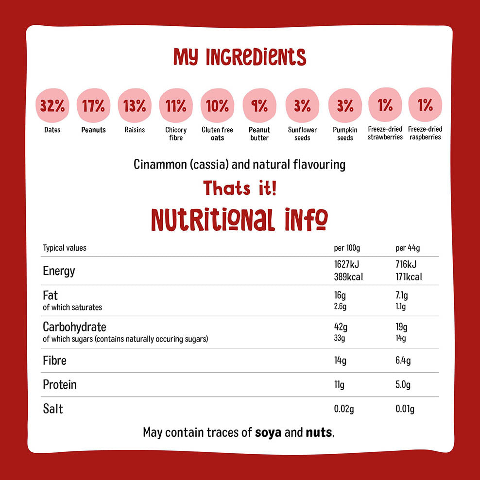 NAKD Fruit and  Fibre - Strawberry & Raspberry 36 bars