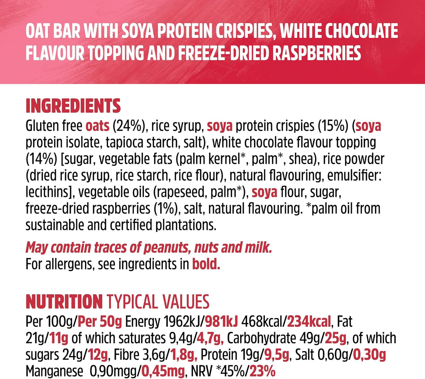 Trek White Chocolate Raspberry Protein Flapjack 16 bars